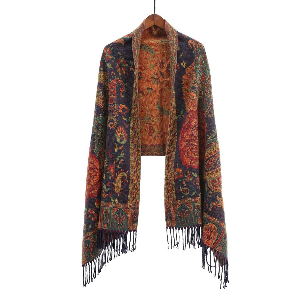 Shawl, Ethnic Style, Yunnan Travel Outfit, Summer Bohemian Faux Cashmere Scarf, Literary Cashmere Cape