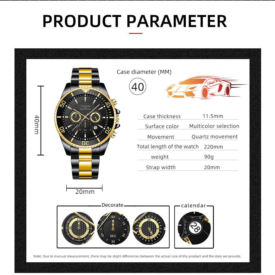 Orologio Classico da Uomo Orologio al Quarzo Orologio Multi-Quadrante Orologio in Acciaio Inossidabile Orologio Casual Sportivo da Uomo Orologio con Calendario Analogico