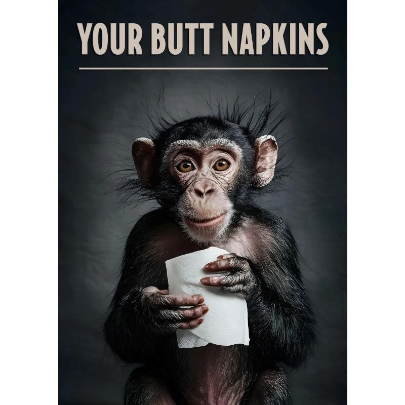 Your Butt Napkins Canvas Painting Panda Cat Raccoon Monkey Pug Poster Prints Funny Toilet Picture Modern for Bathroom Decor