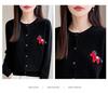 Andy Women's Cozy Cashmere Sweater Coat - Round Neck, Long Sleeve, New Year Horse Design, Age-Reducing Cardigan.