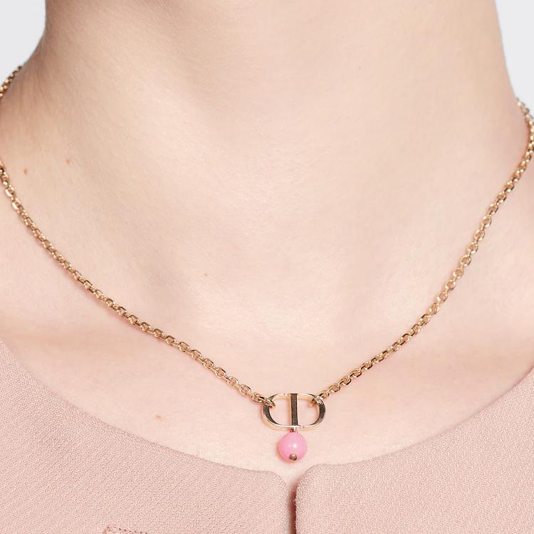 Dior CD Logo Resin Necklace Women necklace Rose-Gold N1390PTCPLD67P