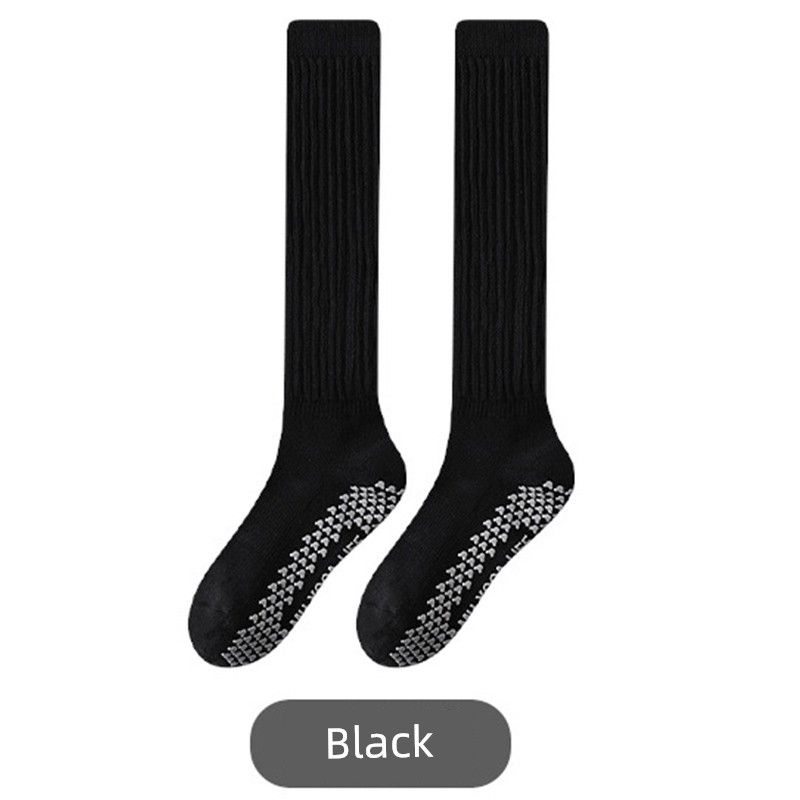 

Pile Style Yoga Socks Non Slip Professional Female Fall and Winter Room Socks Adult Long Tube Yoga Non-Slip Socks Pilates Socks Black