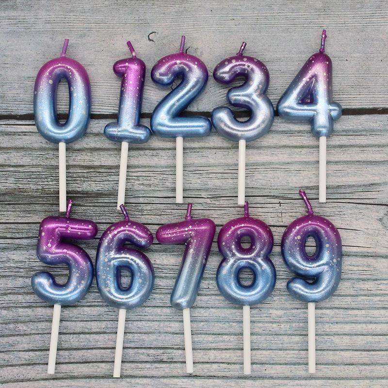 New Galaxy Starry Sky Gradient Number 0-9 Candle Creative Romantic Party Dream Gradient Candle