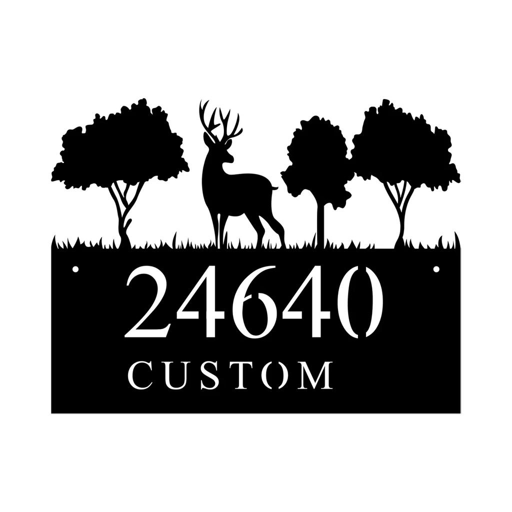 Metal Deer Address Sign Custom Family Name Ranch Yard Decor