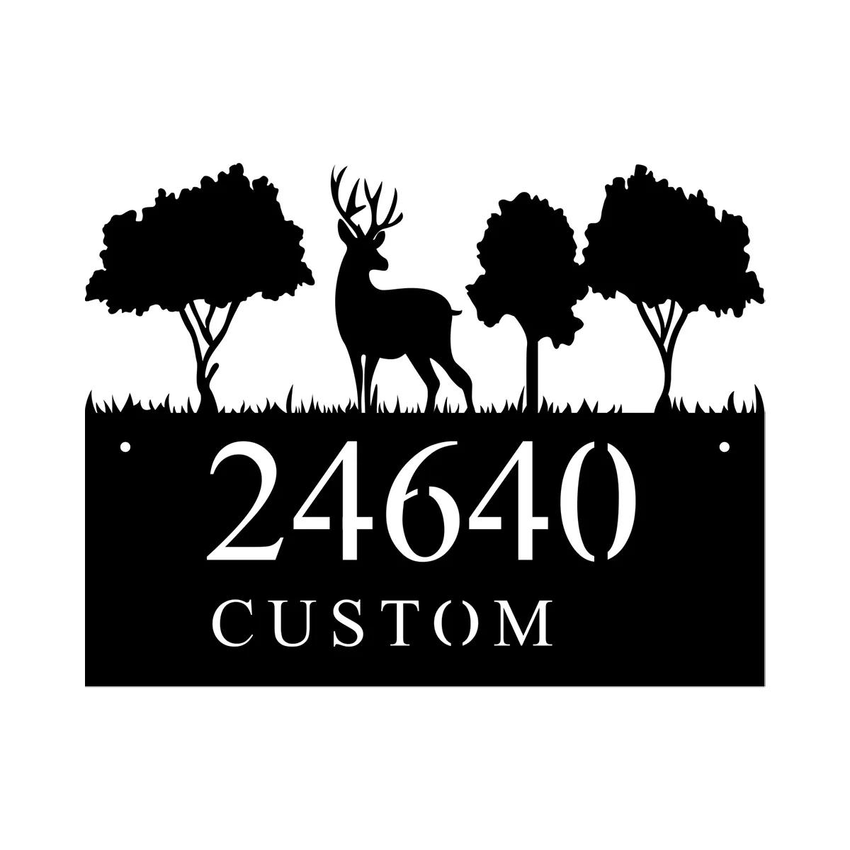 Metal Deer Address Sign Custom Family Name Ranch Yard Decor чёрный