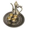 Turkish Tea Set Vintage Exquisite Luxurious Metal Teapot Tea Tray and 4 Cups Set for Home Bronze