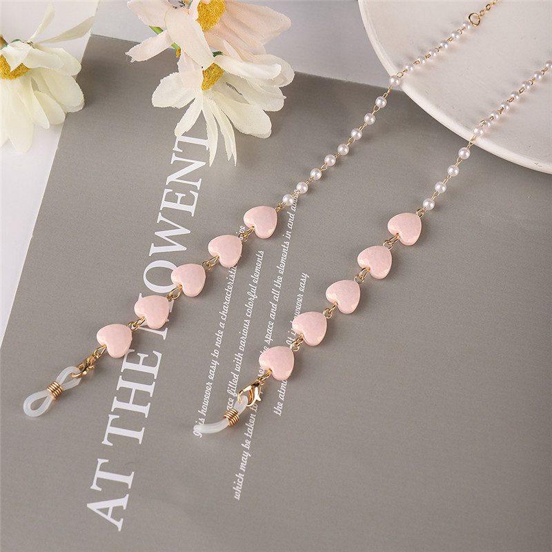 

Очки солнцезащитные очки на шее ремешок-цепочка с бисером в форме сердца жемчужный шнур для очков 68cm розовый