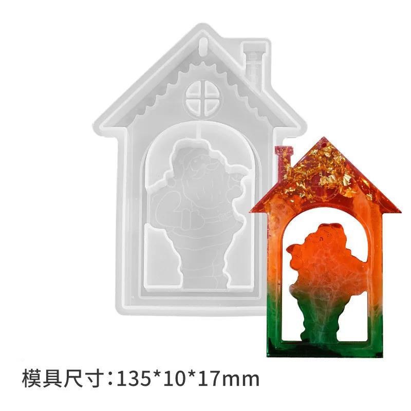 

DIY Resin Silicone Mold Christmas Santa Claus House Listing Pendant Silicone Mold Xmas Door Decoration