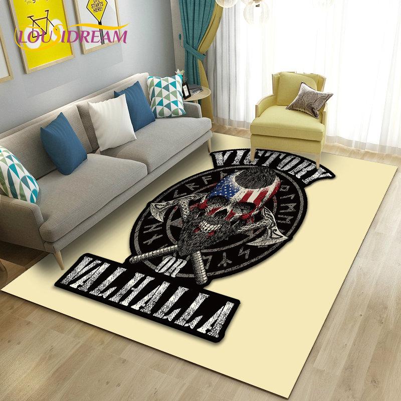 Vikings Nordic Mythology Series Area Rug,Carpet Rug for Living Room Bedroom Sofa Doormat Decoration,Kid Play Non-slip Floor Mat