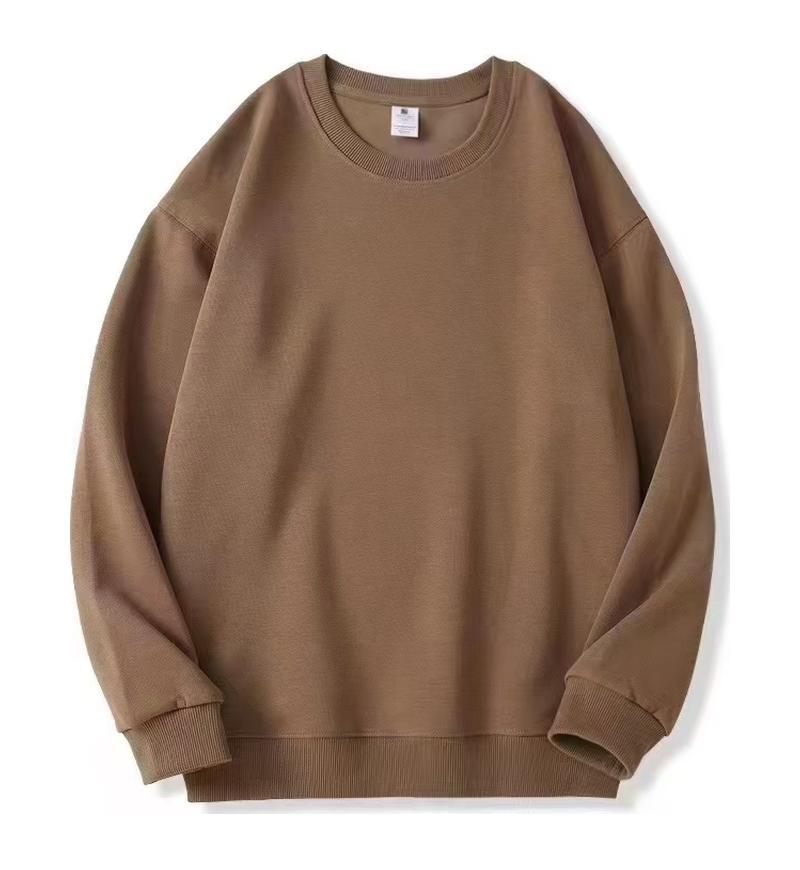 European-American Unisex Pure Cotton Round Neck Sweatshirt - Casual Solid Color, Fall/Winter Long Sleeve Fashion Style M