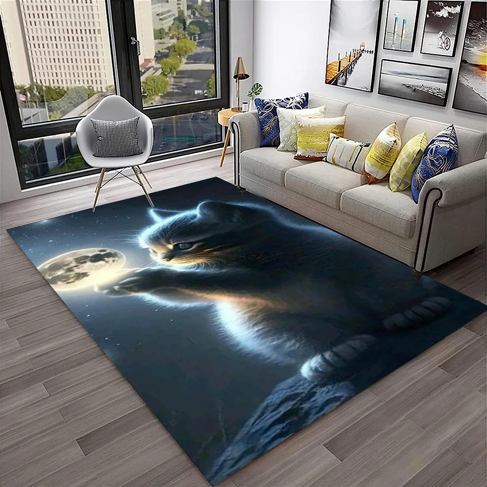 3D Cute Cat Flower Cartoon Carpet Rug for Home Living Room Bedroom Sofa Doormat Decor,Child Play Area Rug Non-slip Floor Mat