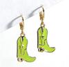 Dangly Cow Print Boot Cowboy Cowgirl Western Earrings Brown Metal Zircon Boho Bohemia Fur Hat Boot Star Earrings Golden EAR0126