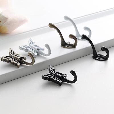 2 PCs Black/White/Bronze Color Butterfly Shaped Wall Hooks Wall Mounted Hanger for Coat Cloths Hat Towel Household Items