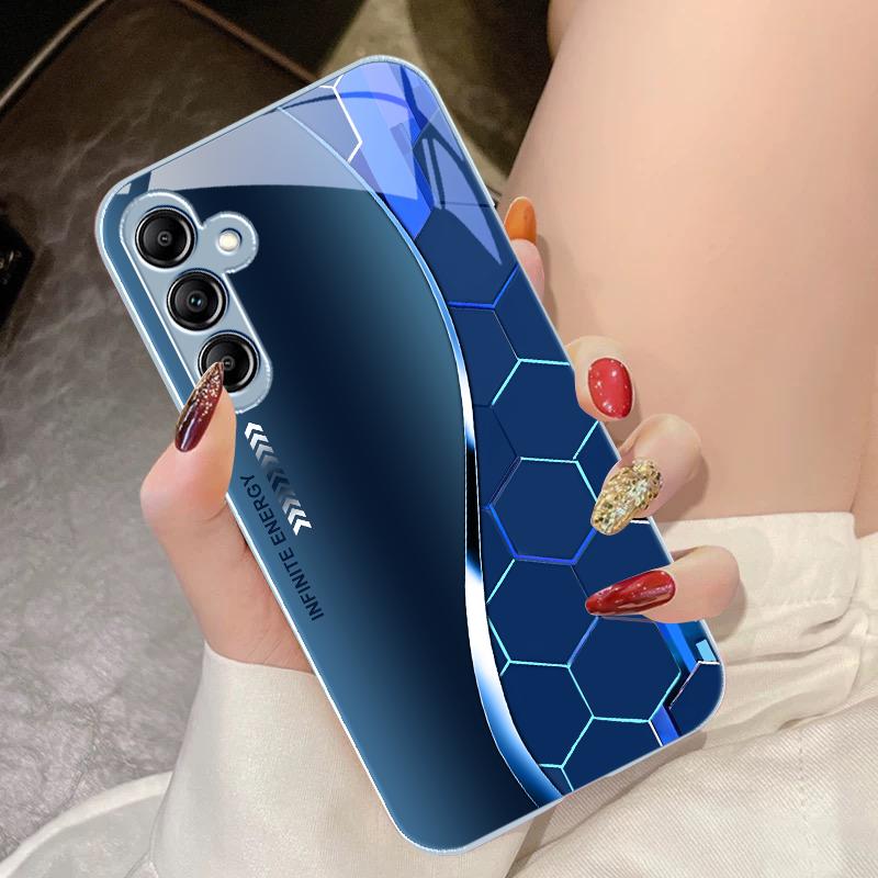 Flowing Light Honeycomb For Samsung Galaxy A14 4G 20 30 52 20S 21S 22 A32 33 34 42 50 51 53 54 70 71 72 73 5G Glass Phone Case