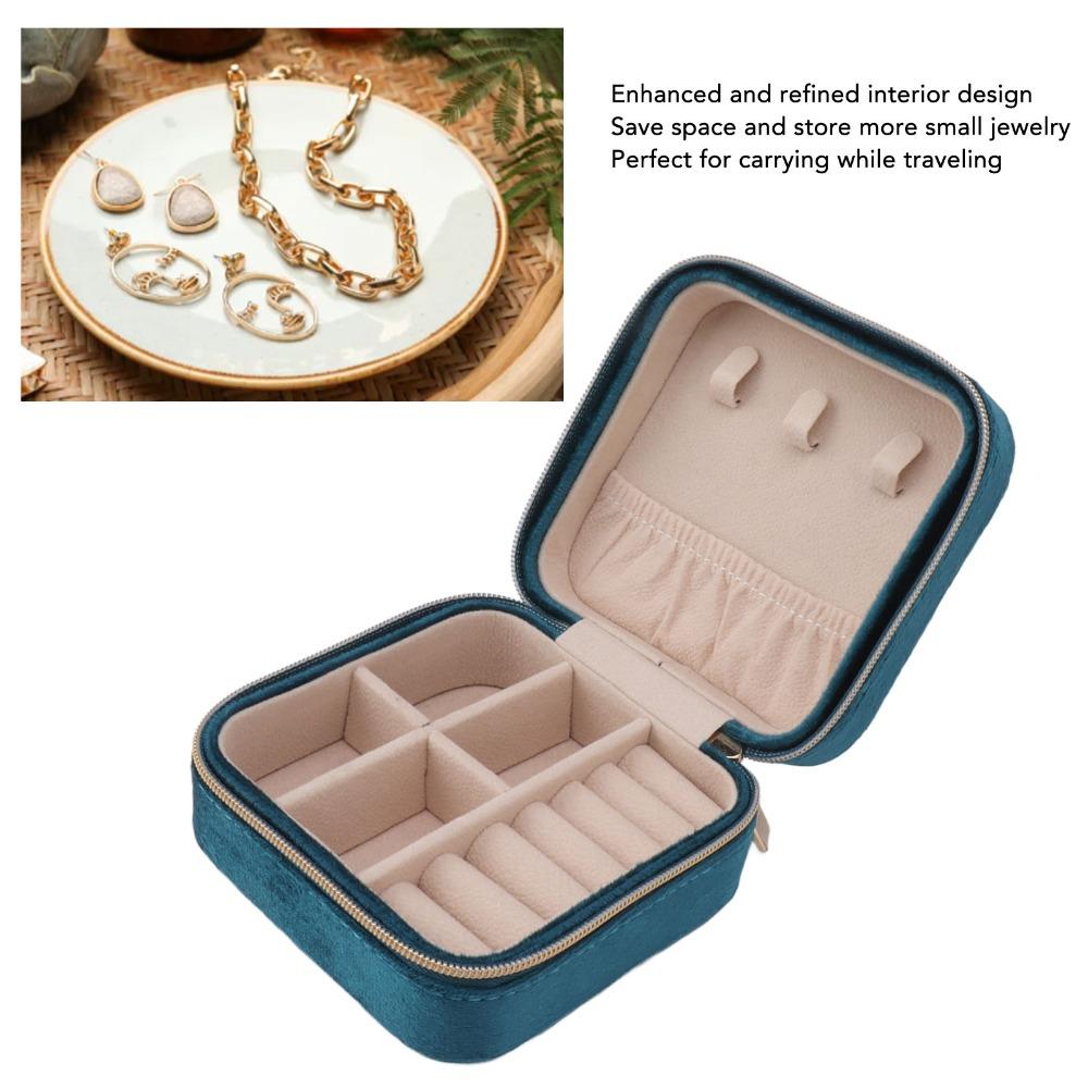 2 Layer Design Velvet Jewelry Box Soft Velvet Travel Jewelry Organizer Elegant Compact Portable Storage Case Travel Use