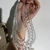 Fashion Ice-feeling White Crystal Glass High Transparent Round Bead Necklace Versatile Simple Round Bead Collarbone Chain Light Luxury Women
