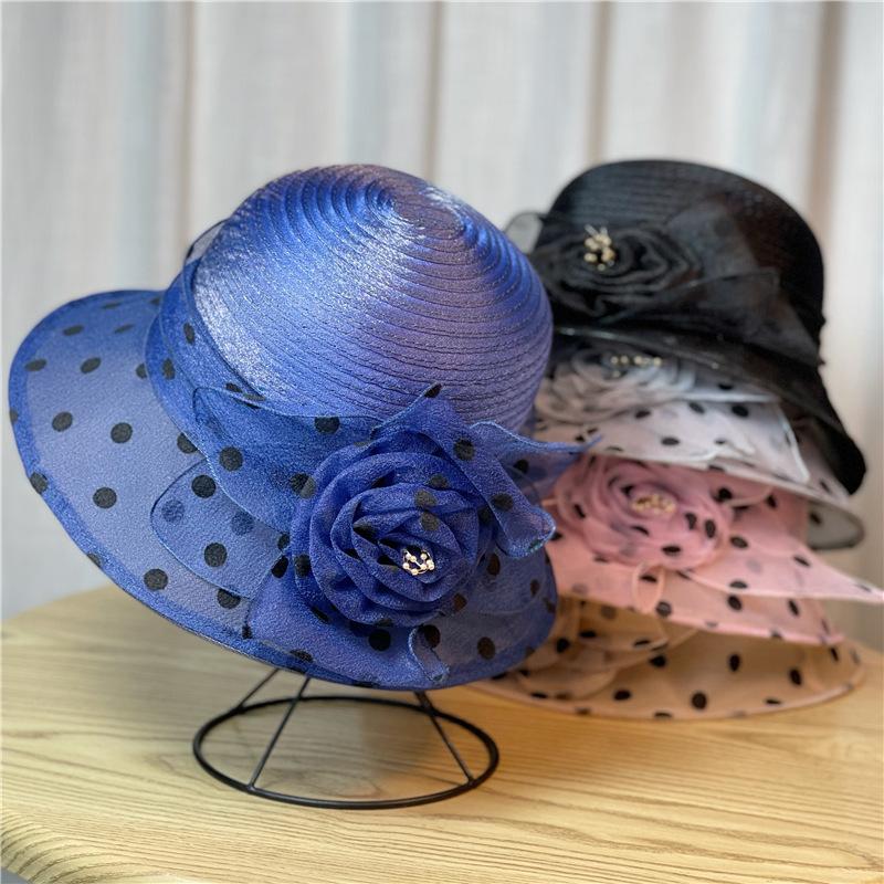 Top French Womens Hat British Flower Socialite Hat Polka Point Style Elegant