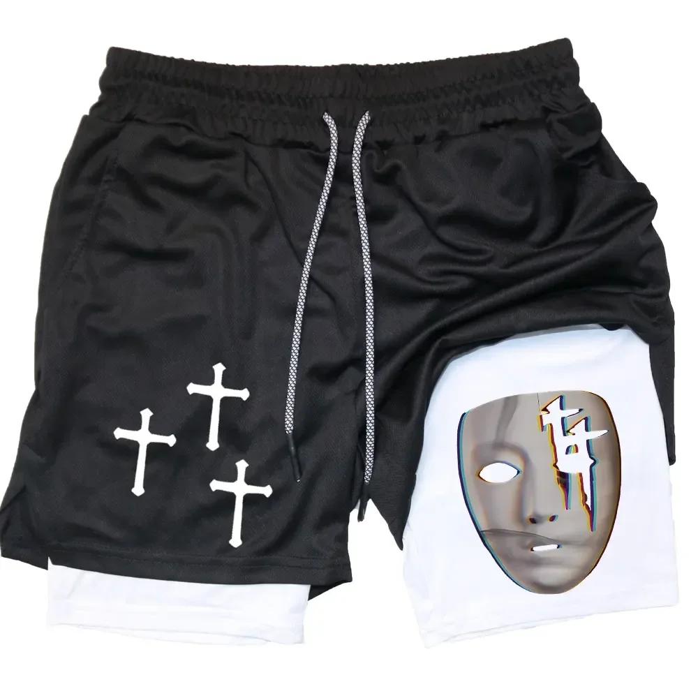 2026 Summer Jogging Shorts Men's Gym Shorts 2 In 1 Mesh Quick Dry Sport Performance Fitness Workout Double Layered Board Shorts