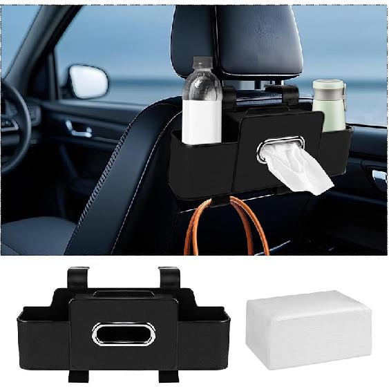 Car Back Seat Organizer With Tissue, Car Seat Back Tissue Box And Storage Hook, Multifunctional Car Organizer For Hold