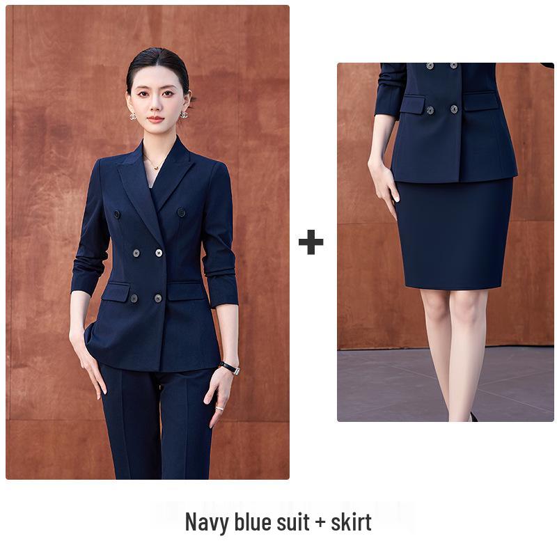 Women's High-End Double-Breasted Suit Set: New Spring/Autumn Style, Perfect for Professional and Formal Look