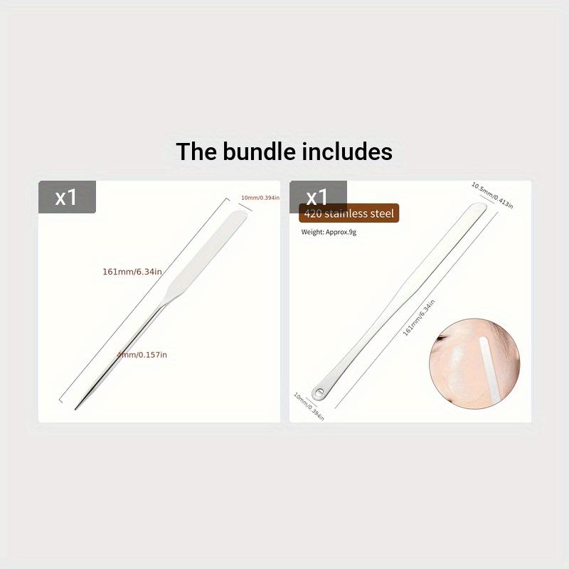 Stainless Steel Mixing Spatula for Nail Color and Makeup Foundation Blending, Original and Holed Options, 3 Pcs Variant