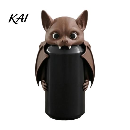 Beverage Container Stand 3D Printed Bat Can Holder, Funny Cartoon Vampire Cat Halloween Party Decoration for Standard Soda Cans, Desktop Decor,
