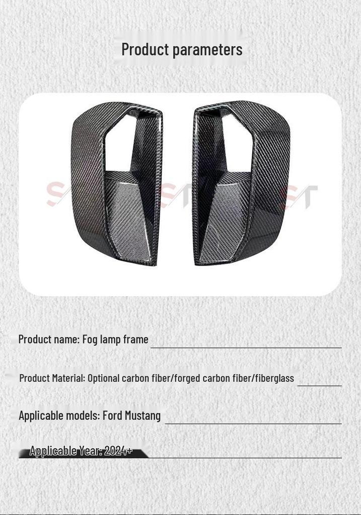 Carbon Fiber Front Bumper Fog Light Trim for 2024+ Ford Mustang