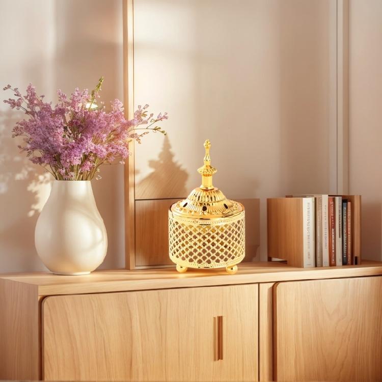 Decorative Arabic Incenses Burners Vintages Metal Bowl with Lid for Calming Atmospheres in Spa, Office, or Home