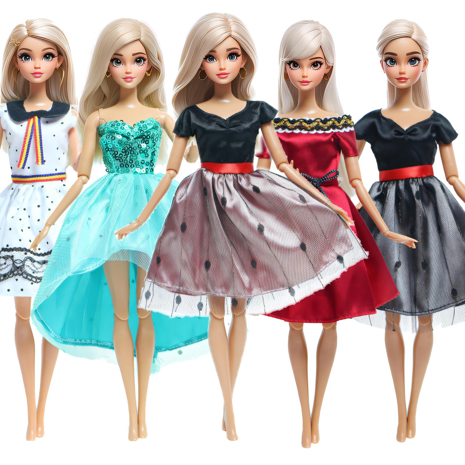 

5 комплектов кукольной одежды, элегантные блестящие наряды, мини-платья, юбки, рубашки для куклы 1/6 11,5 дюймов, прекрасный подарочный набор для девочки, игрушка(НЕТ КУКЛ)