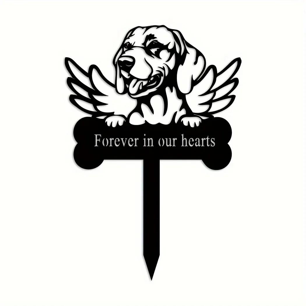 

Металлический знак соболезнования в виде столба для собак породы выжла, могильный знак для домашних животных, памятный столб для украшения патио и дани памяти чёрный