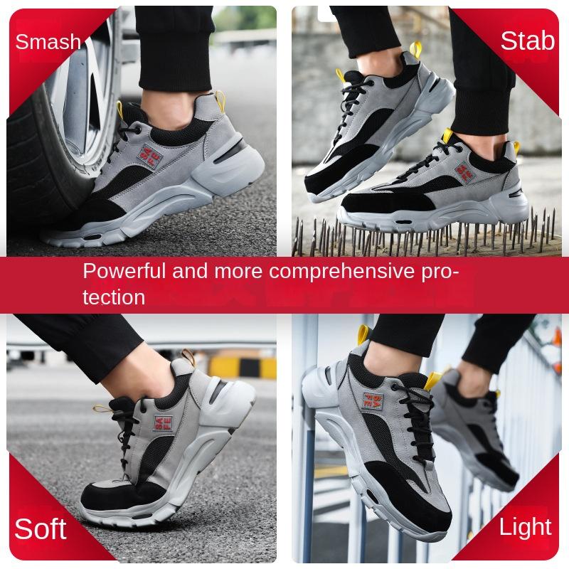 New Lightweight Labor Insurance Shoes Men's Anti-smash and Anti-puncture, Comfortable Steel Baotou Work Shoes