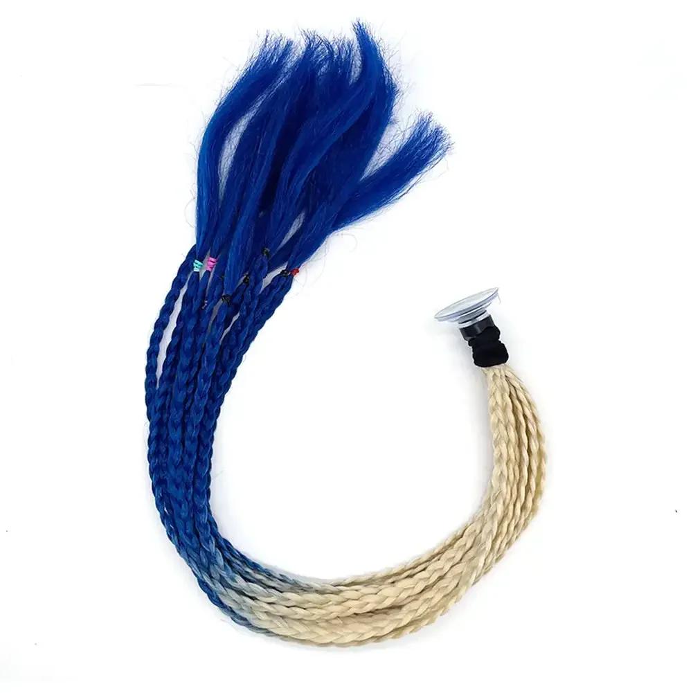 Helmet Dreadlocks Braid For Helmet Motorcycle Dreadlocks Dirty Braid Pigtail Gradient Synthetic Twist Braid Ponytail With Sucker