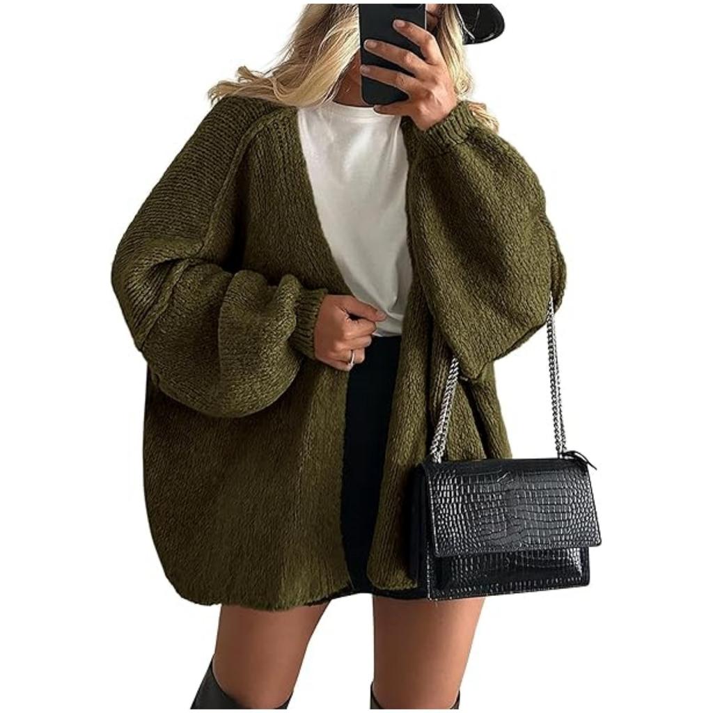 Women's Sweater Solid Color Long-sleeved Casual Loose Cardigan Sweater Jacket