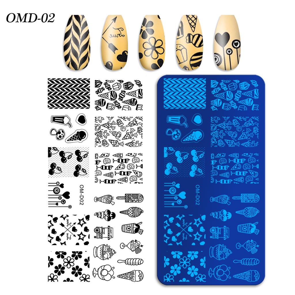 Nail Art Transfer Steel Plate, Rectangular Printing Oil Transfer Printing Steel Plate Blue Film Painted Board Omd Series