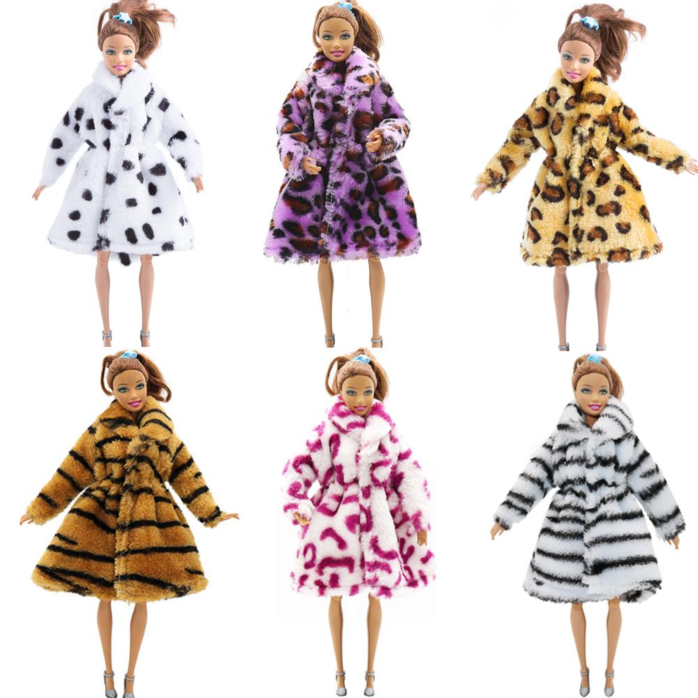 NK Multicolor 1 Pcs Long Sleeve Soft Fur Coat Tops Dress Winter Warm Wear Doll Clothes For 1/6 Doll Accessories Gift Toy JJ