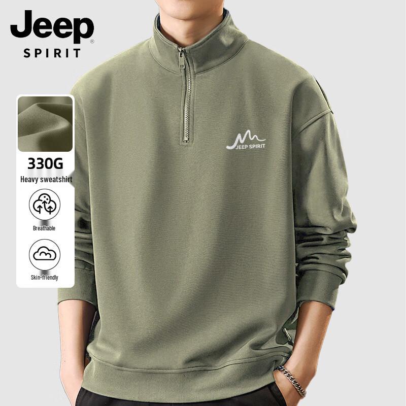 JEEP SPIRIT Men's 330G Loose Stand-Collar Sweatshirt
