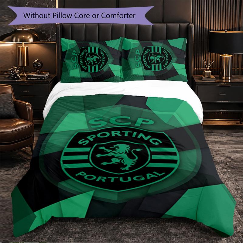 Biancheria da Letto a Tema Sporting CP FC Set 3 Pezzi Copripiumino Biancheria da Letto Decorativa per Camera Adolescenti Decorazione Casa