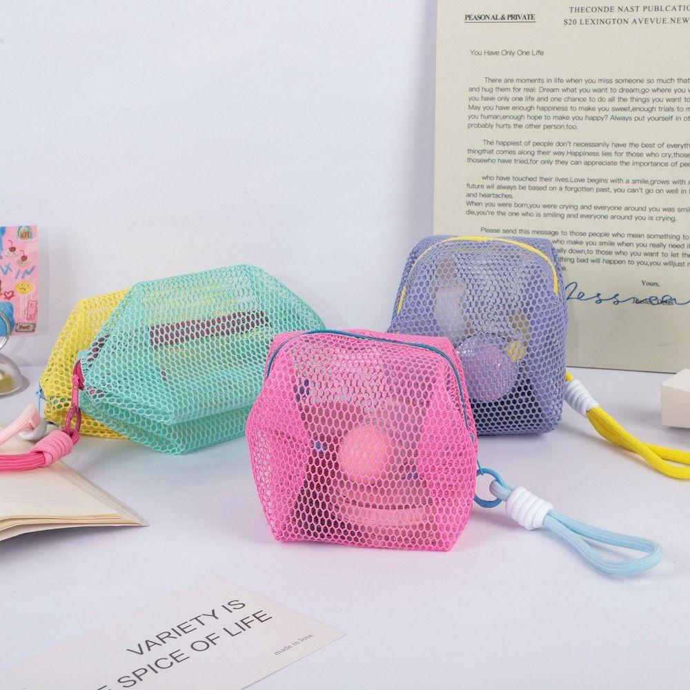 Square Shape Mesh Cosmetic Bag Small Capacity Mini Makeup Pockets Travel Toiletry Pouch  Earphone