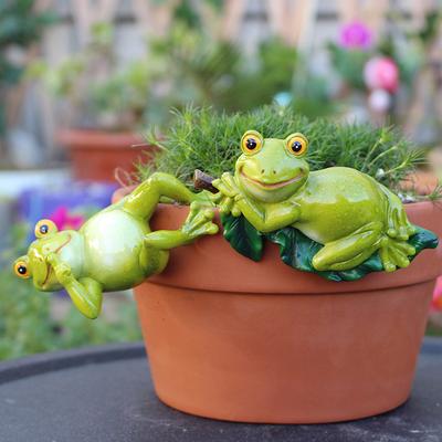 Miniature Frog Figurines Planter Decor, Cute Flower Pot Accessories Resin Frog Statue Fairy Garden Aesthetic Plant Decorations