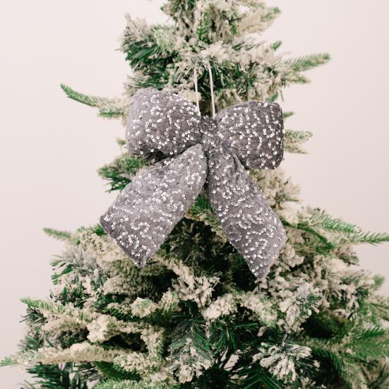 Christmas Bowknot Sparkling Sequins Decor Twist Tie Velvet Bows Xmas Tree Wreaths Garland Gift Wrapping Wedding Decor