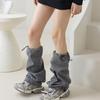 Harajuku Cargo Leg Cover with Adjustable Drawstring Motorcycle Punk Baggy Footless Socks Leg Warmer Gaiters for Women