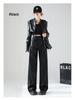 Women's High-Waist PU Leather Pants: Matte, Retro, Fashionable Wide-Leg Trousers for Spring & Autumn