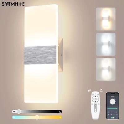 Smart Dimmable Home Wall Sconce Hotel Decorative Aluminum 12W 3CCT Changeable Wall Light Interior With Remote and App Control
