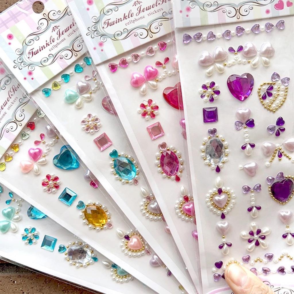 Křišťálové kamínky Samolepky na tetování na obličej DIY Jednorázové diamantové dekorace na obličej Make-up Akrylová nálepka Nálepka s vrtačkou na telefon