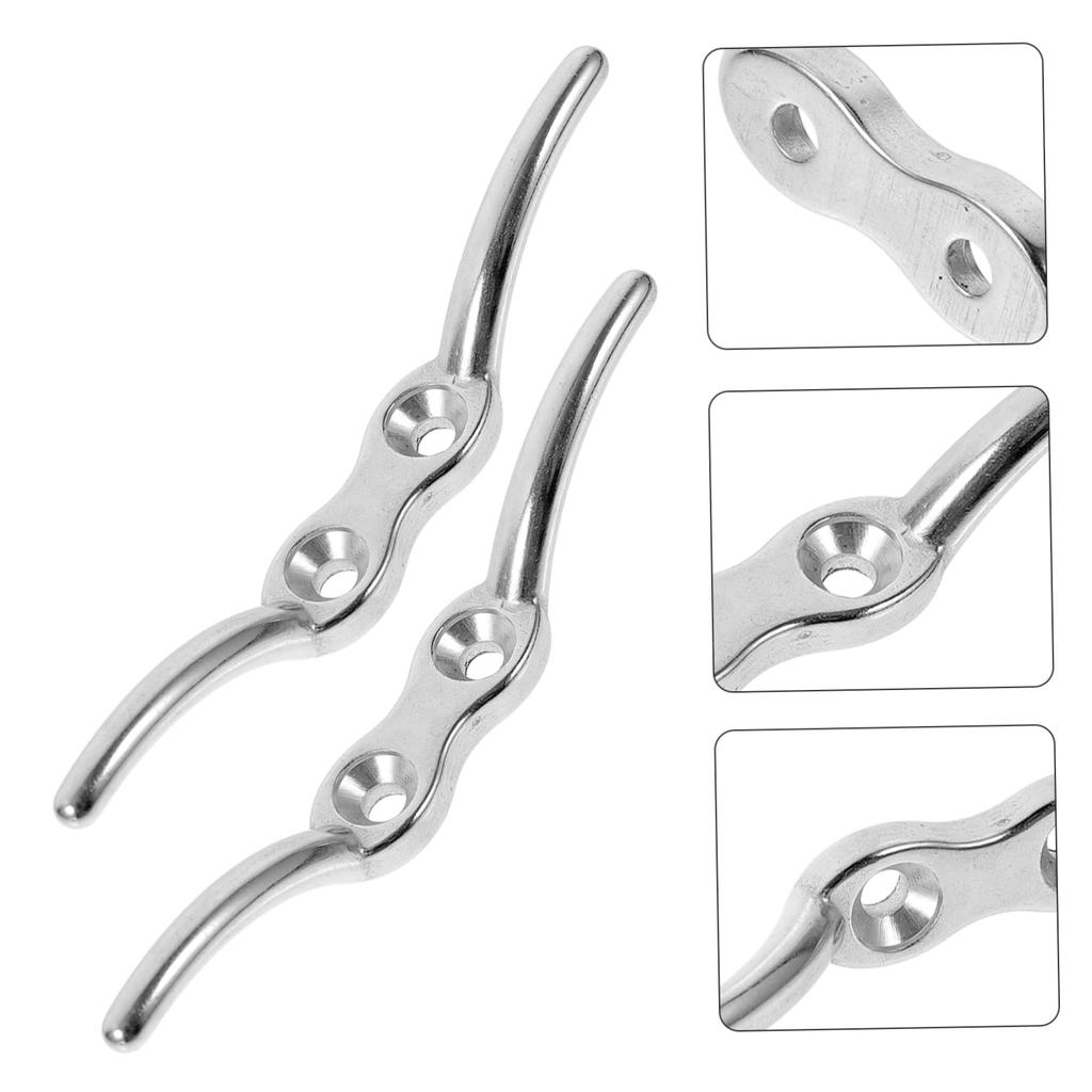 Iplusmile Durable Stainless Steel Dock Deck Rope Cleats Set of 2 Marine Yacht Anchor for Watercraft Garage Multi-Purpose Use