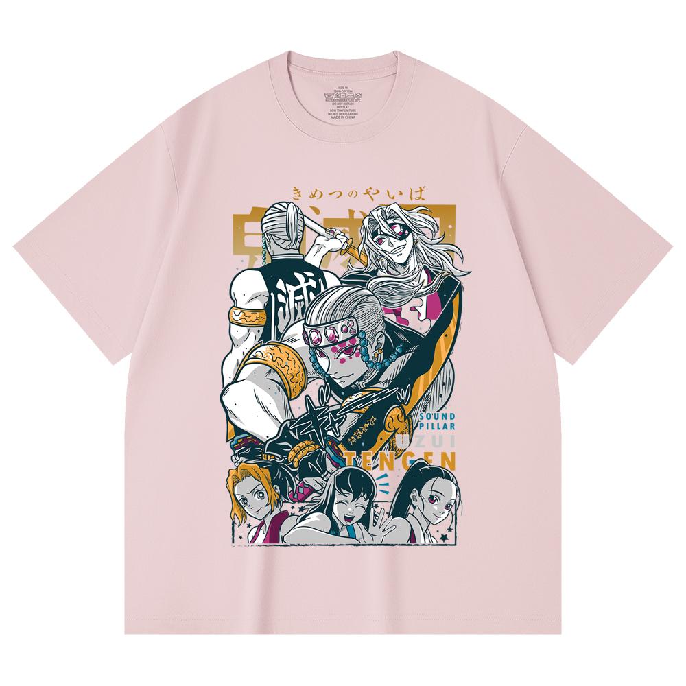 230 Gsm 100% Cotton Demon Slayer V65 Uzui Print Unisex Heavy Cotton T Shirt