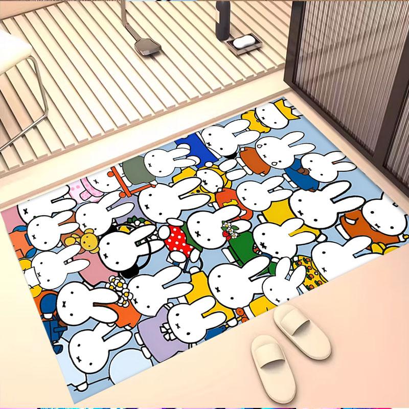 Miffy Print Rug, Washable Floor Carpet, For Entryway Dorm Laundry Room Office Study, Home Decor Birthday Christmas Gift