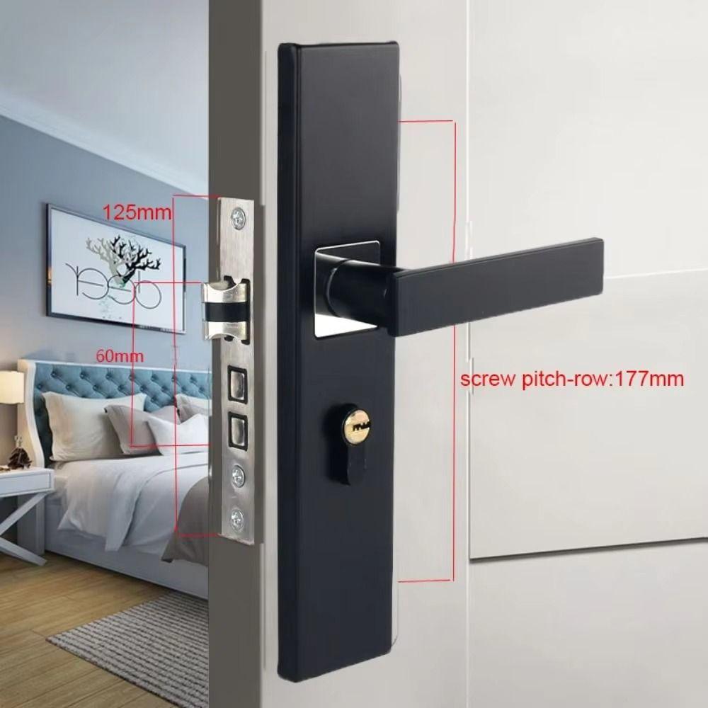 Square Interior Door Handle Lockset Universal Door Knob  Household Hardware