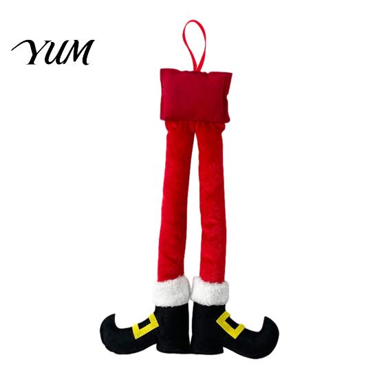 Holiday Hanging Ornaments for Tree Christmas Elf Leg Ornaments, Red Green Striped Fabric Decorations Lightweight Fireplace And Car Interior