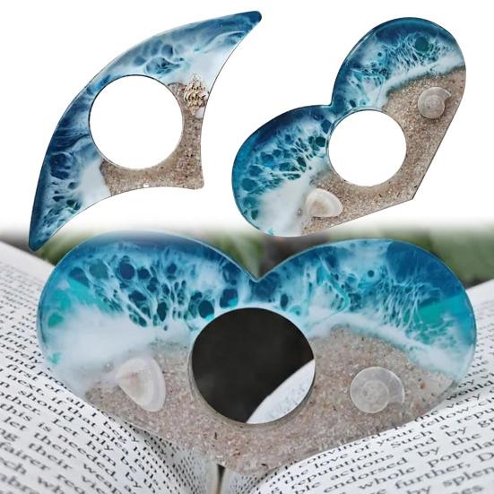 

Ocean Beach Book Page Holder Handcrafted Thumb Ring Page Holder Resin Coastal Reading Accessories Gift for Book Lovers Literary Teachers A